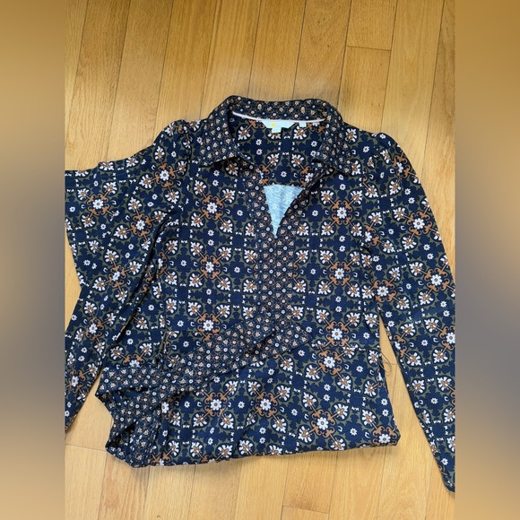 Boden collared notch jersey dress basil bloom tile print. Size 6 - Picture 10 of 11